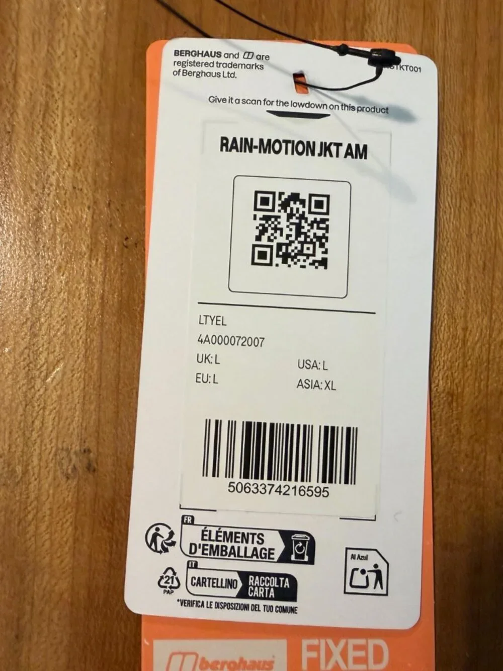 Berghaus Rain-Motion 3L Waterproof Breathable Rain jacket, Men's Large, NWT